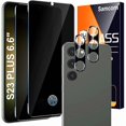 thumbnail image 1 of xixishop [2+2 Pack] Galaxy S23 Plus Privacy Screen Protector and Camera Lens Protector, 9H Tempered Glass, Anti Spy, Anti Scratch, Bubble Free, Screen Protector for Samsung Galaxy S23 Plus, 1 of 1