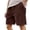 Coffee, variant on Mens Retro Corduroy Shorts Summer Casual Adjustable Elastic Waist Solid Color Comfortable Trousers with Pockets Beige L