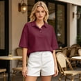 thumbnail image 6 of Dresfit Women's Polo Shirts Short Sleeve Golf Shirts Summer 2026 Button Down Collared Tennis Basic Tees Breathable Loose Plus Size Golf Tops M, 6 of 6