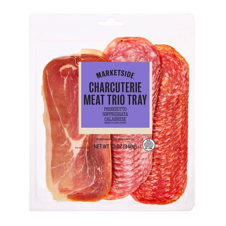 Marketside Charcuterie Meat Trio Tray, Prosciutto, Soppressata and Calabrese with Smoke Flavor Added, 12 oz (Refrigerated)