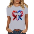 thumbnail image 2 of Cavosen American Flag Shirt Women Plus Size Patriotic Short Sleeve Crewneck Tops USA Flag Print T Shirts Lady 2X Independence Day Casual Shirts Funny 4th of July Tunic Tees 2025 Patriotic Outfits, 2 of 8