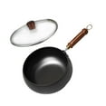thumbnail image 3 of TISHITA 11 -Coll -Wok Pan, Chinese Wok, Wooden Handle Cookware, Gas, Boiling Pan Fry Pan Flachtboden for The Küchenhotel Haushaus Restaurant Glass Lid, 3 of 8
