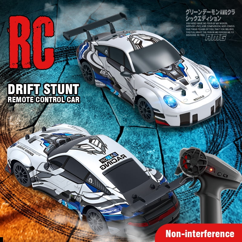 RC Car 2.4GHz 1:24 Scale 4WD High Speed Drift Car with LED Lights , 2 Batteries