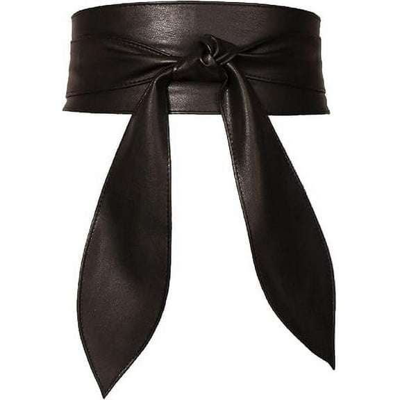 Earnda Womens Fashion Obi Belt Wrap Wide Cinch Solid Color Belts Black Large