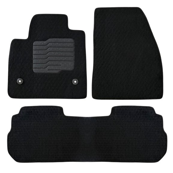 Carpet Floor Mats for 2017 to 2026 Cadillac XT5 with Non Slip Driver Heel Pad and Safety Locks, front and Rear, Black