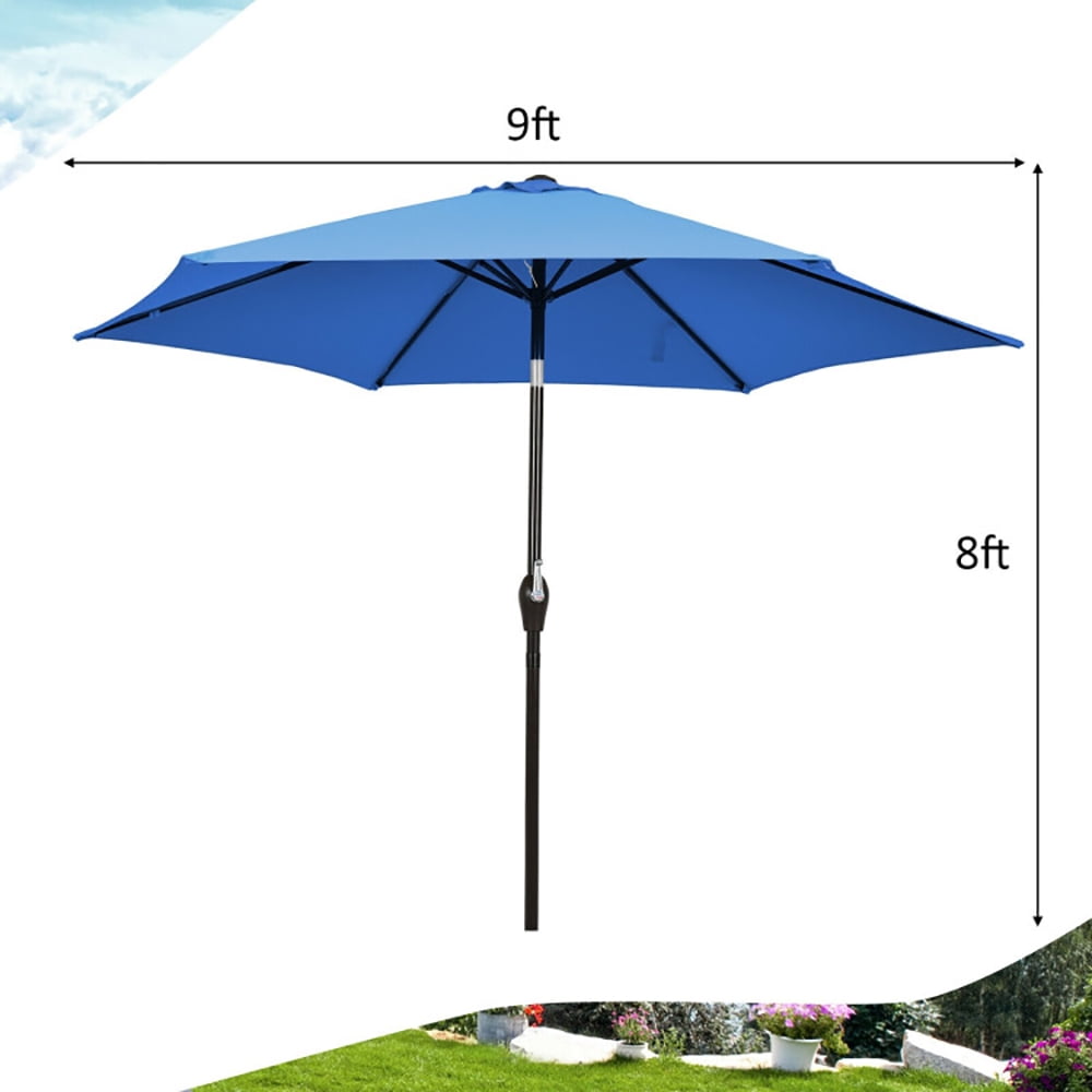 Aimee Lii 9 ft Outdoor Market Patio Table Umbrella Push Button Tilt Crank Lift, Table Umbrella Outdoor Patio, Blue Aimee Lii 9 ft Outdoor Market Patio Table Umbrella Push Button Tilt Crank Lift, Table Umbrella Outdoor Patio, Blue