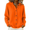thumbnail image 6 of GILIGEGE Women Fall Winter Solid Color Chunky Knit Long Sleeve Button Front Button Up Hooded Cardigan Sweater Jacket Casual Stylish Daily Fashion Outerwear Autumn Winter Office Home Clothing Orange M, 6 of 6