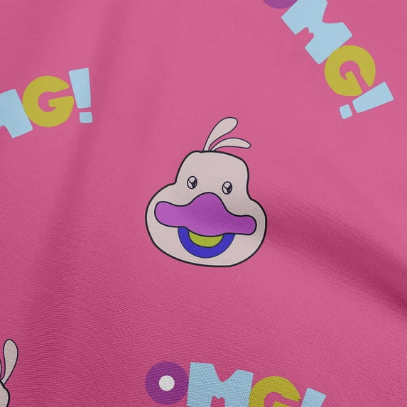 oneOone Cotton Silk Fuschia Pink Fabric Kids Cute Duck Face Sewing Fabric By The Yard Printed Diy Clothing Sewing Supplies 42 Inch Wide