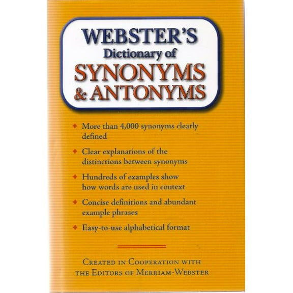 Pre-Owned Webster's Dictionary of Synonyms & Antonyms Edition: Reprint Paperback