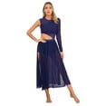 thumbnail image 1 of Manyakai Costumes de Danse Lyrique Moderne pour Femmes Robe Maxi Fluide en Tulle Sans Manches Bleu Marine m, 1 of 6