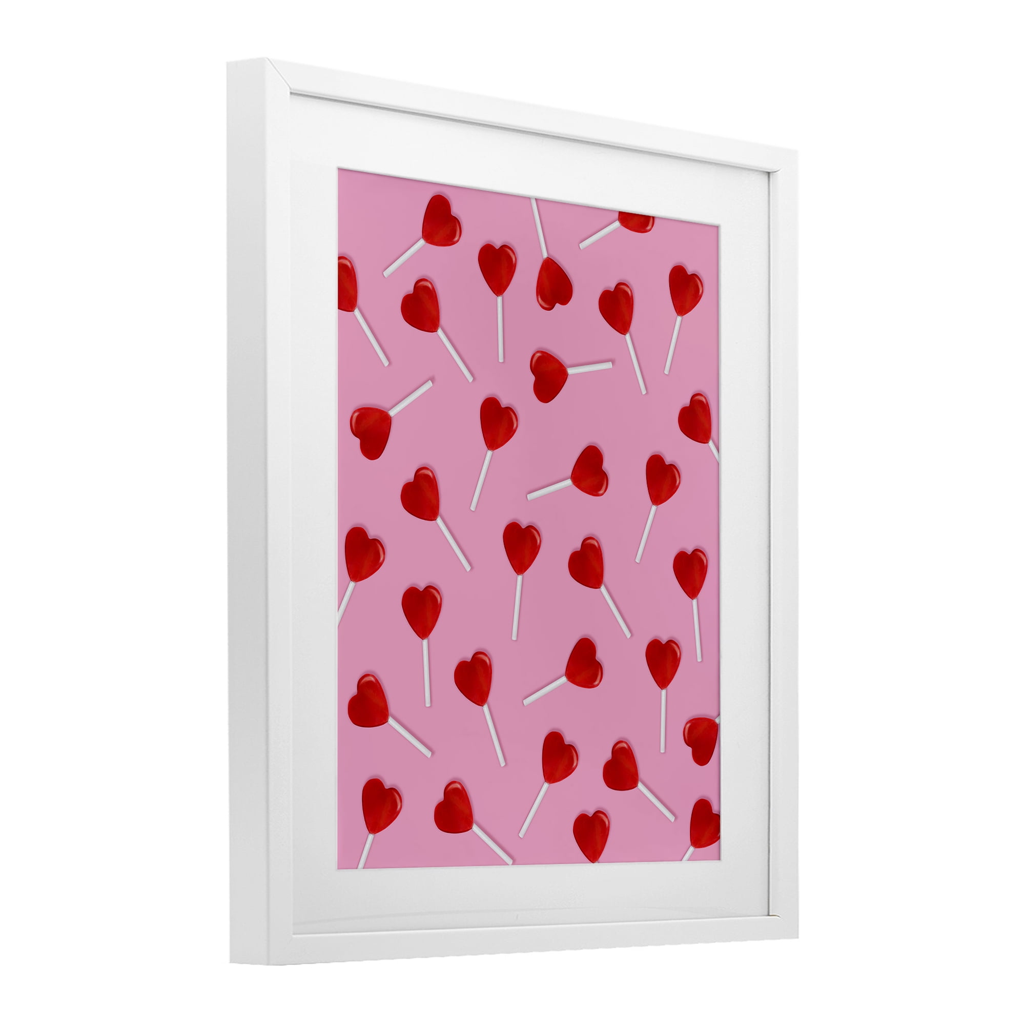 Stupell Industries Heart Lollipop Pattern White Framed Print Under Glass, design by LISH Creative