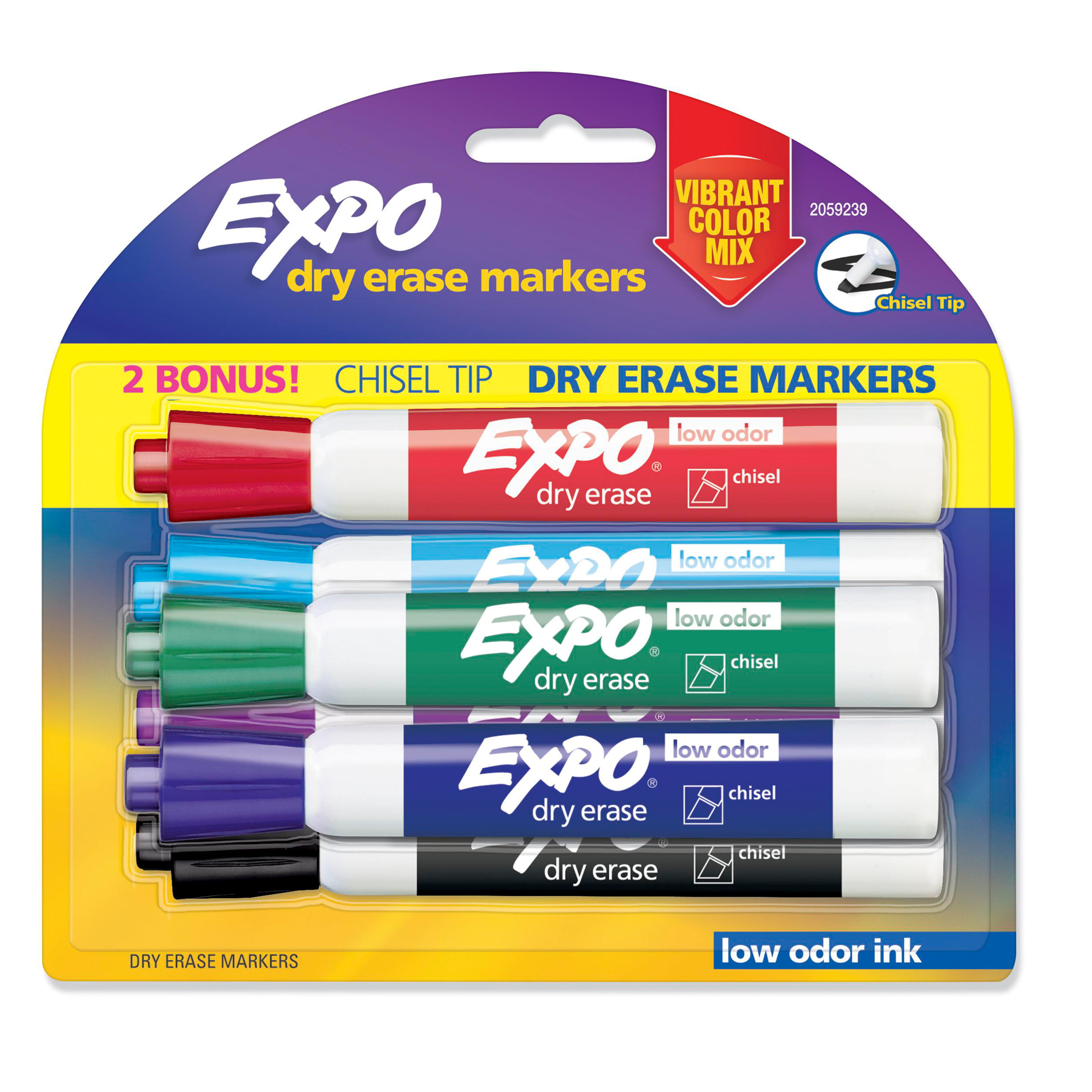 EXPO Low Odor Dry Erase Markers, Chisel Tip, Bold Colors, 6 Count, Wal-mart...