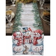 thumbnail image 5 of Winter Christmas Snowman Pine Berry Table Runner 18x72in Non-Slip Cotton Linen Table Runners, Green White Red Dresser Scarves TableRunner for Dinner Kitchen Dining Wedding Party, 5 of 9