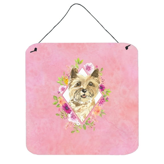 Cairn Terrier Pink Flowers Wall or Door Hanging Prints
