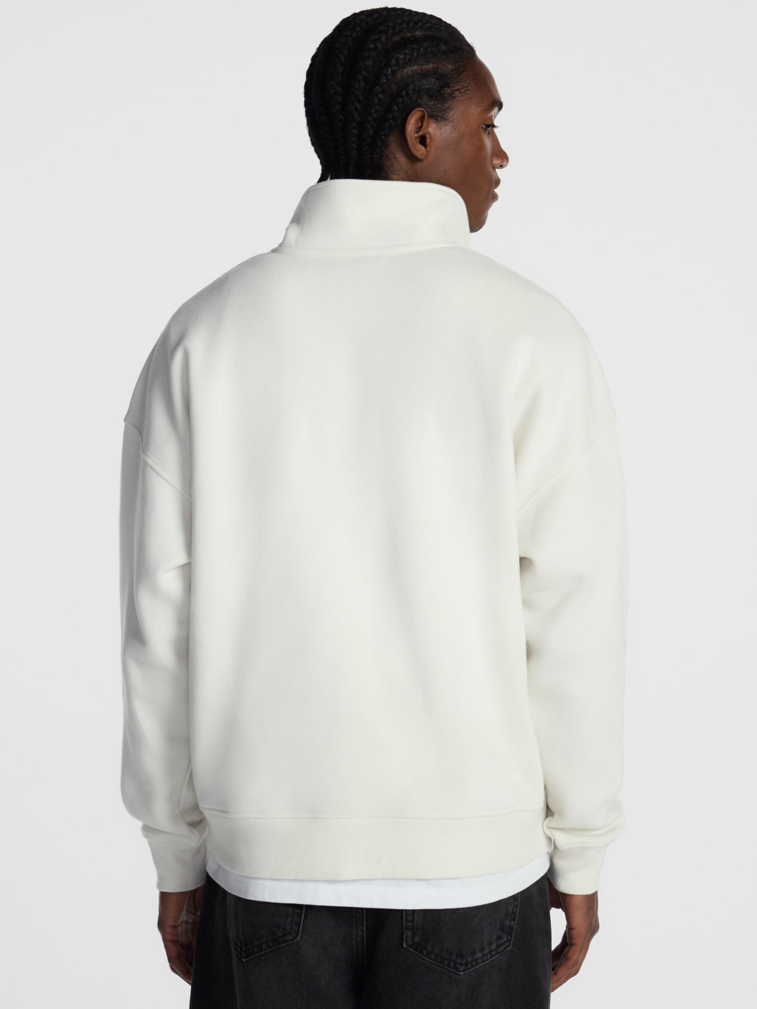 No Boundaries Boxy Fit Quarter Zip Fleece Sweatshirt with Long Sleeves, Men's XS-4XLT