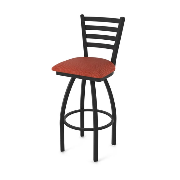 410 Jackie 30" Swivel Bar Stool with Black Wrinkle Finish and Graph Poppy Seat