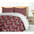 thumbnail image 5 of Ambesonne Rose Duvet Cover Sets, Skulls Red Blossoms Retro, 2-Queen, Vermilion Tan Green, 5 of 7
