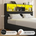 thumbnail image 4 of Queen Size Bed Frame with Bookcase Headboard and Hidden Storage, Modern Upholstered Bed Frame with 4 Drawers, Queen Bed with Charging Station and LED Lights, Strong Metal Slats, Black, 4 of 8