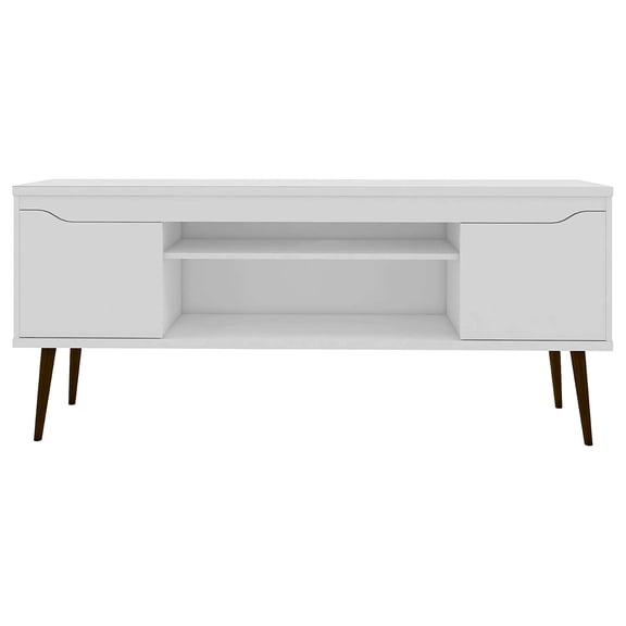 Manhattan Comfort Bradley 4 Shelves Wood TV Stand for TVs up to 60" in White