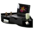 thumbnail image 5 of Basicwise Wall Mounted Folding Table with Drawer - Floating Space-Saving Solution for Home Office, Bedroom, Laundry Room - Hideaway Secretary, Shelves, Modern White, Compact Design, 23.5 x 33 x 7 in, 5 of 9