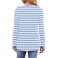 thumbnail image 3 of CLOISE Tees for Women Fall Cute Striped Blouses Scoop Neck Long Sleeve Tees Tunic Pleated Color Block Basic Tops Elegant Clothes Light Blue M, 3 of 6