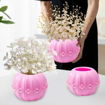 HBBKVI Originality Plastic Flower Pot Imitation Pumpkin Shape Decoration Vase Festive Dress Material Two Halves Splicing Halloween Decor