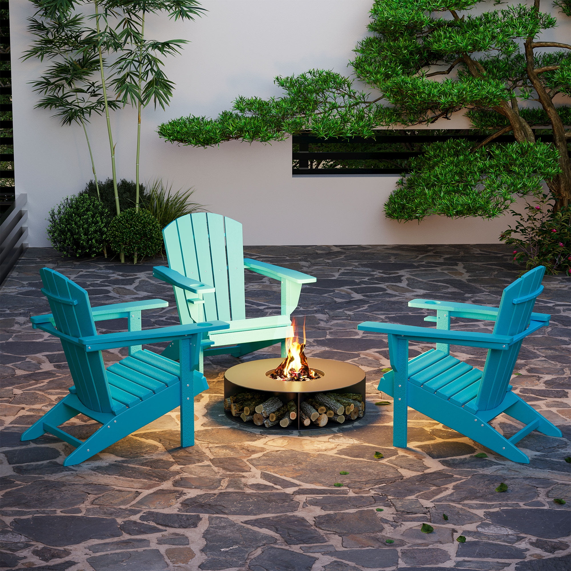 Free Shipping! Outsunny Adirondack Chair with Cup Holder, HDPE, Light Blue  - Walmart.com - Walmart.com
