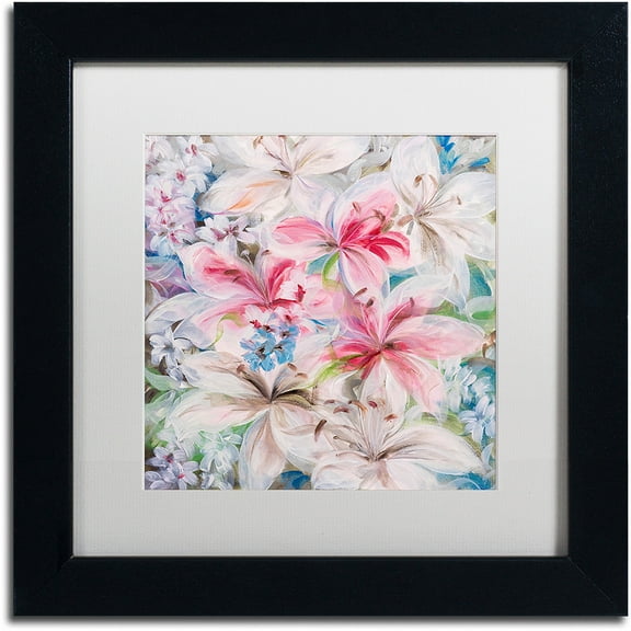 Li Bo 'Lily Patch' Matted Framed Art