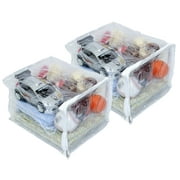 2-Pack Heavy Duty Vinyl Zippered Closet Square Storage Bags (9" x 11" x 7") (Clear) for Arts & Crafts, Toys and Much More! 3 Gallon