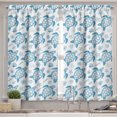 thumbnail image 2 of Ambesonne Turtle Valance & Curtain, Underwater Fauna Motif, 55"x30", Blue and White, 2 of 7