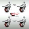 thumbnail image 2 of 3 Inch SS Maroon Polyurethane ½ Inch Threaded Stem Caster Set Total Lock Brake, 2 of 2