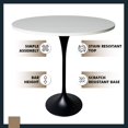 thumbnail image 3 of LeisureMod 48" Round Bar Height Dining Table with MDF Top Pub Table and Black Stainless Steel Pedestal Base for Modern Kitchen and Dining Room Verve Collection in Light Natural Wood, 3 of 9
