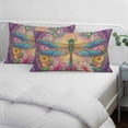 thumbnail image 4 of Purple Dragonfly Pillow Covers Queen, Colorful Flowers Watercolor Chic Floral Plant Soft Brushed Microfiber Breathable Throw Pillow Covers, Pillowcase with Zipper for Couch Sofa Bedroom 20"x30", 4 of 9