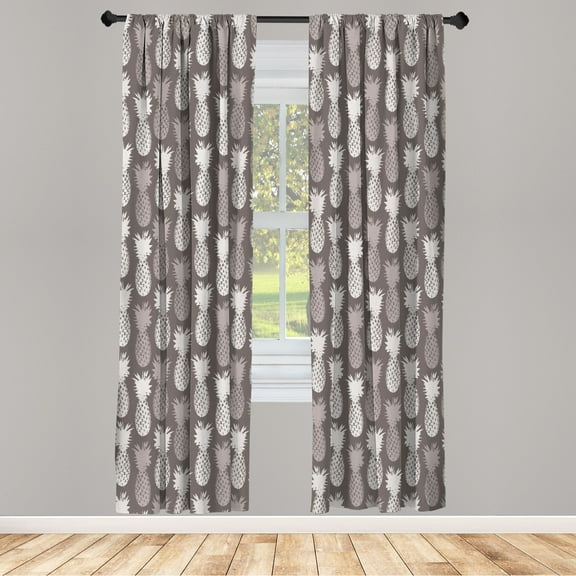 Ambesonne Pineapple Curtains, Summer Island Tropic Pop, Pair of 28"x84", Dimgray