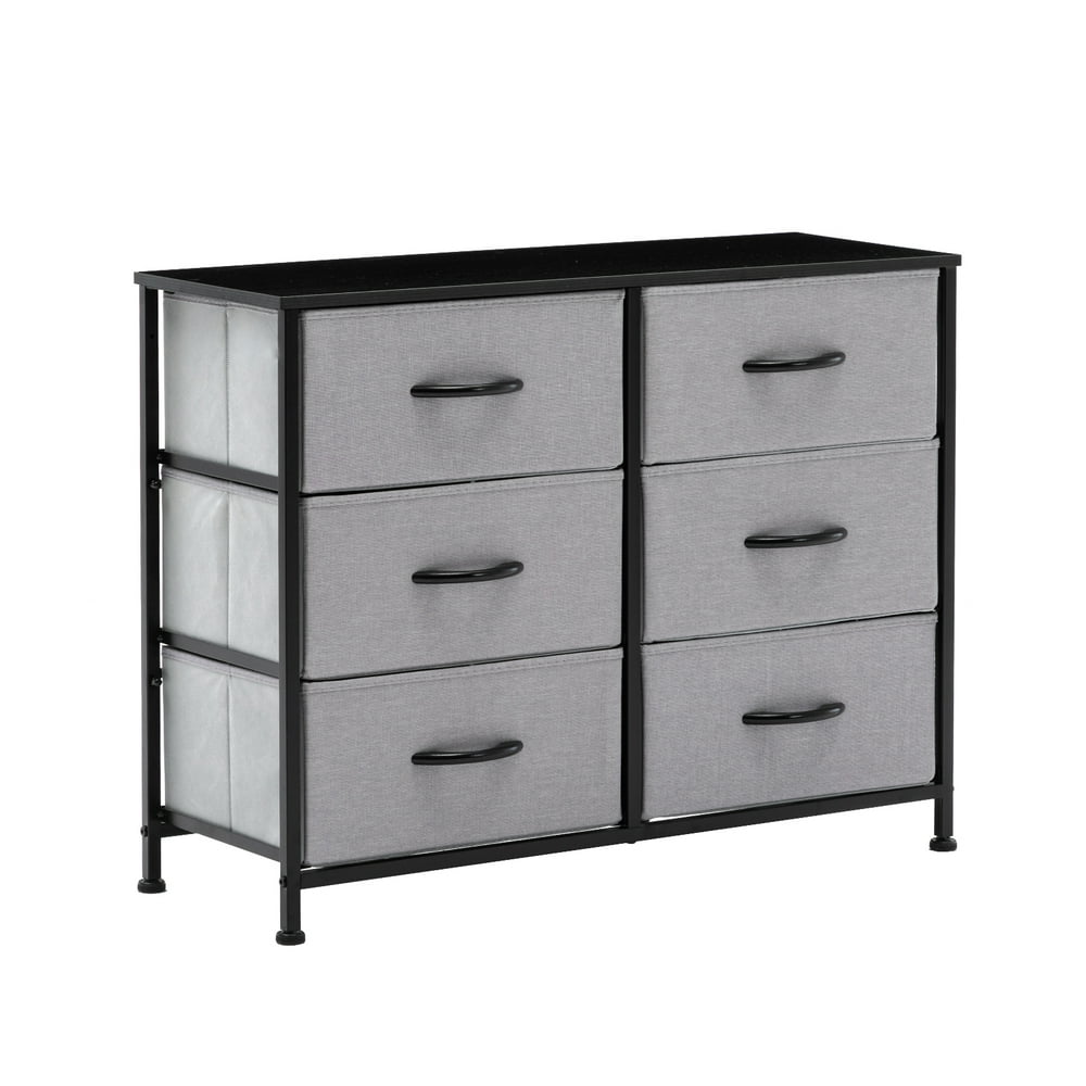 Duhome Dressers 6 Drawer Storage Cubby Fabric Organizer Chest Gray 1 Pcs