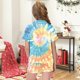 thumbnail image 4 of Odeerbi 2-12 Años Niños Niñas Pijama de Verano de Raso Con Solapa Muescada Camisa de Manga Corta Conjunto de Pantalones Cortos Suave Ropa de Dormir Tie-Dye Conjunto de Dos Piezas, 4 of 6