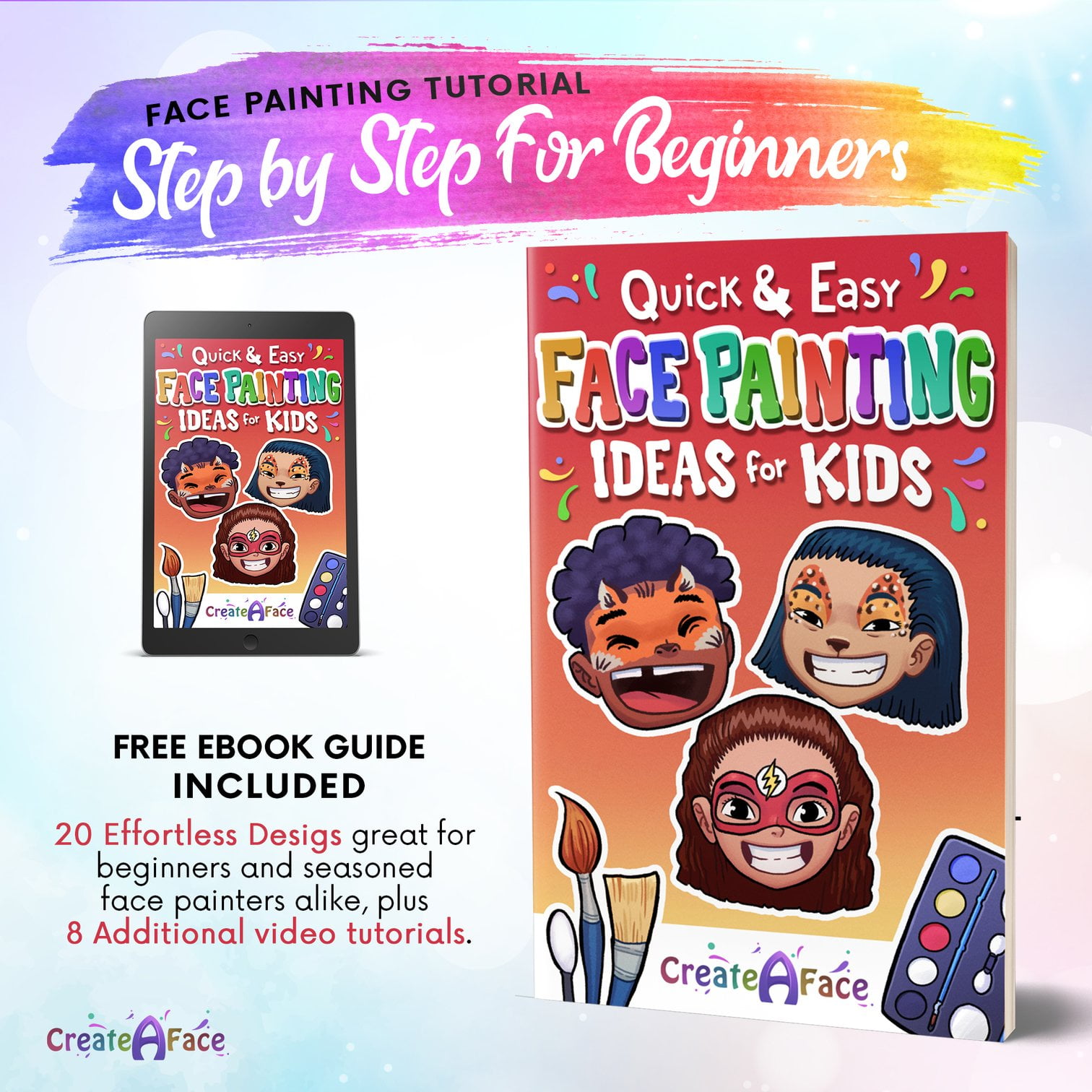 Face Painting Kits for Kids - Water Based Face Paint Kits 16 Colors, 60  Stencils, 2 Brushes, 2 Glitter, Sponges & Hairchalks - Facepaint Tutorials  & Book - Hypoallergenic. For Toddler, Teens & Adults