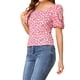 thumbnail image 4 of INSPIRAR CHIC Blusa Floral para Mujeres Cuello Cuadrado con Manga Abullonada Espalda Fruncida Top Casual Rosa XS, 4 of 7