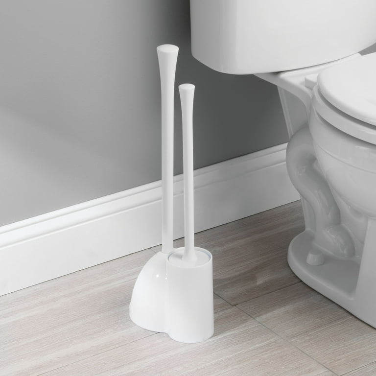 Interdesign Una White Slim Bowl Brush and Plunger Set