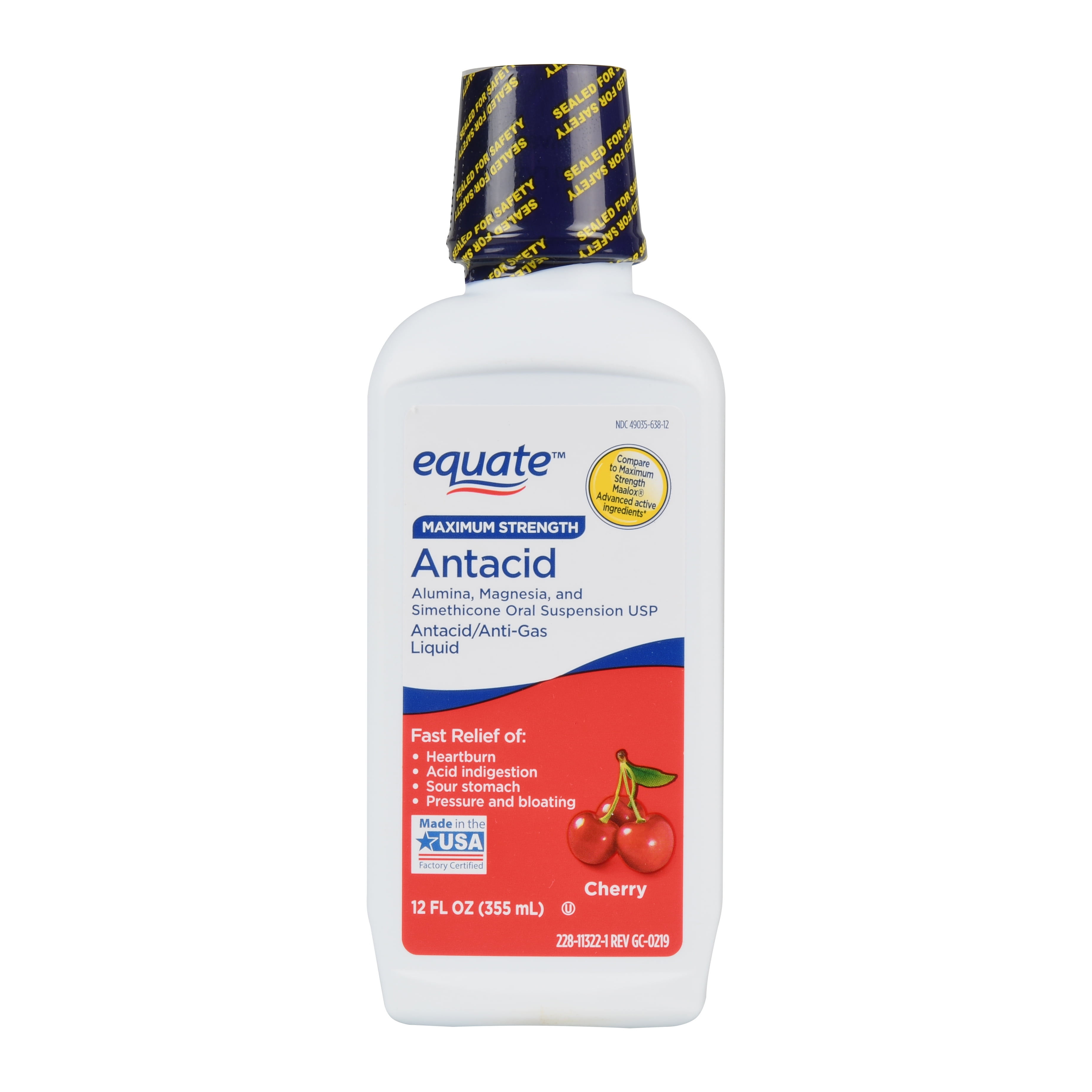 Equate Maximum Strength Cherry Antacid Liquid, 12 fl oz