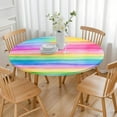 thumbnail image 3 of Colorful Watercolor Stripe Pattern Round Fitted Tablecloth with Elastic Edge,Dining Table Cover Waterproof,Outdoor Round Tablecloth for Camping,Dining,Indoor and Outdoor, 3 of 7