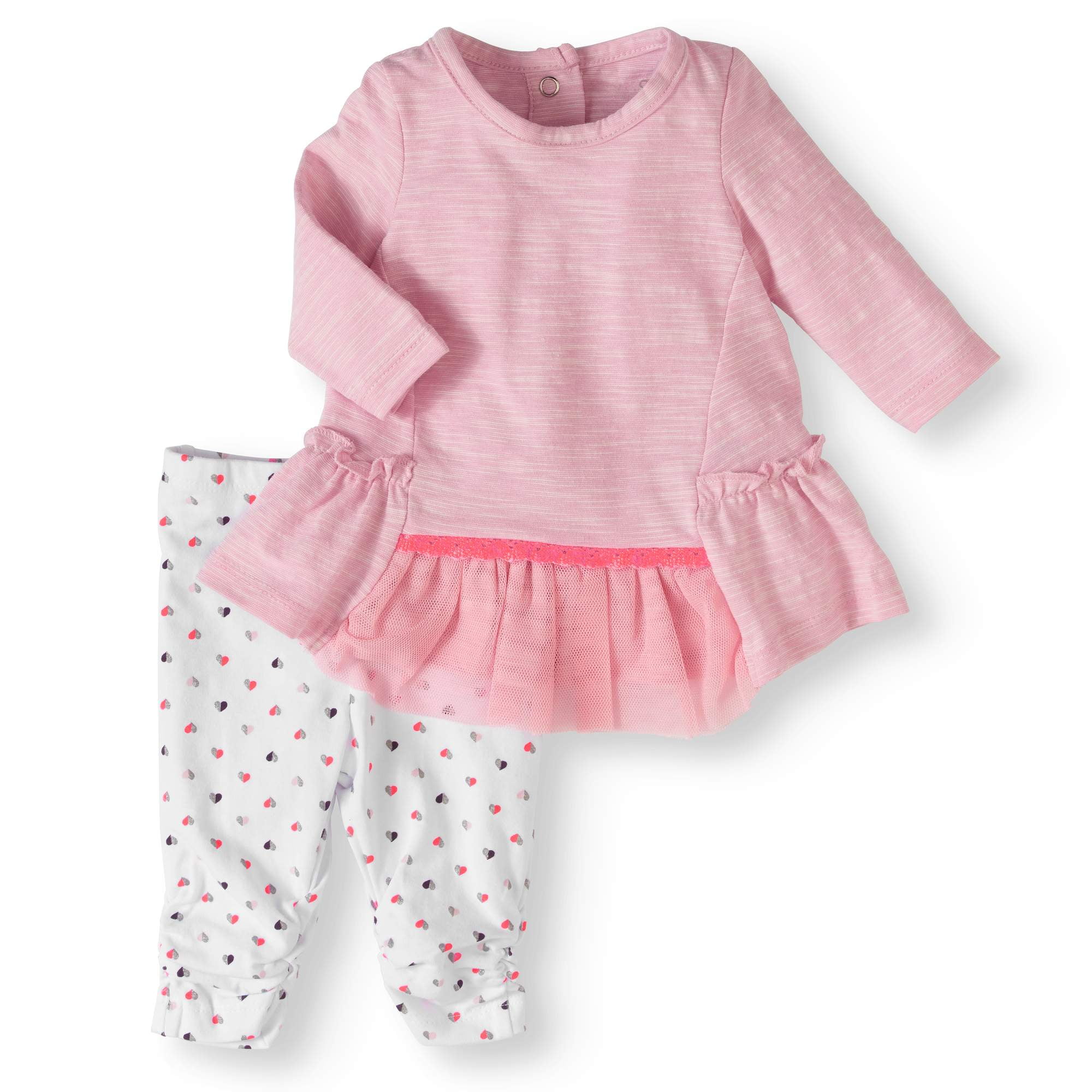 Newborn Baby Girls' Mesh Tulle Dress and Leggings 2-Piece Outfit Set ...