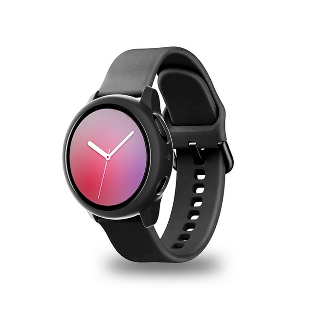 TFixol Hard PC Case with Tempered Glass Screen Protector Full Protective Cover Thin Clear Bumper Shell Replacement for Samsung Galaxy Watch Active 2 40mm Black