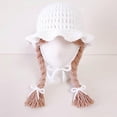 thumbnail image 4 of Fashion Baby Girls Braided Wig Chin Strap Knitted Cap Bucket Hat Photo Prop, 4 of 9