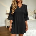 thumbnail image 2 of Bovxnpu Womens Nightgowns Sleepshirts Nightshirts Pajama Dress V Neck Lace Loose 3/4 Sleeve Sleep Dress Sleepwear, 2 of 8
