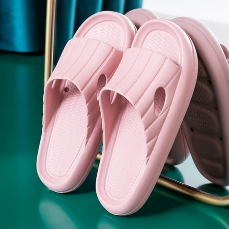 

Krdevn House Slippers for Woman Unisex Soft Indoor Home Thick Soled Mute Couple Womens Non Pillows Slippers -Pink 37-38