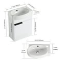 thumbnail image 6 of Aukfa 16" Wall Mounted Bathroom Vanity with Sink, Compact Floating Cabinet Vanity for Small Bathroom, Eco-Friendly Plywood Cabinet,White, 6 of 10