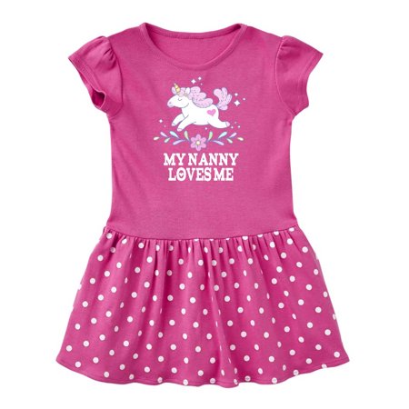 

Inktastic My Nanny Loves Me Girl Unicorn Gift Baby Girl Dress