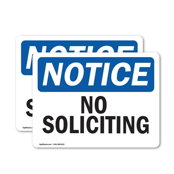 (2 Pack) No Soliciting OSHA Notice Sign 18 Inch X 12 Inch Vinyl Label Decal Sticker Weather Resistant, UV Protected for Workplace, Business, and Construction Site, Made in the USA