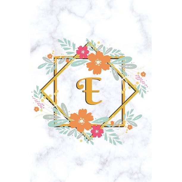 E Sketchbook Cute Floral Initial Monogram Drawing Book For Artists Fancy Personalized Doodling Pad For Students